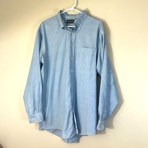 💚10 Land’s End Oxford blue button-down long sleeve shirt men’s tall 18-36